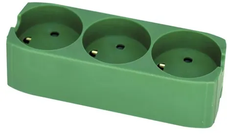 Gripo förlängningsdosa med 3 uttag och jordning, grön